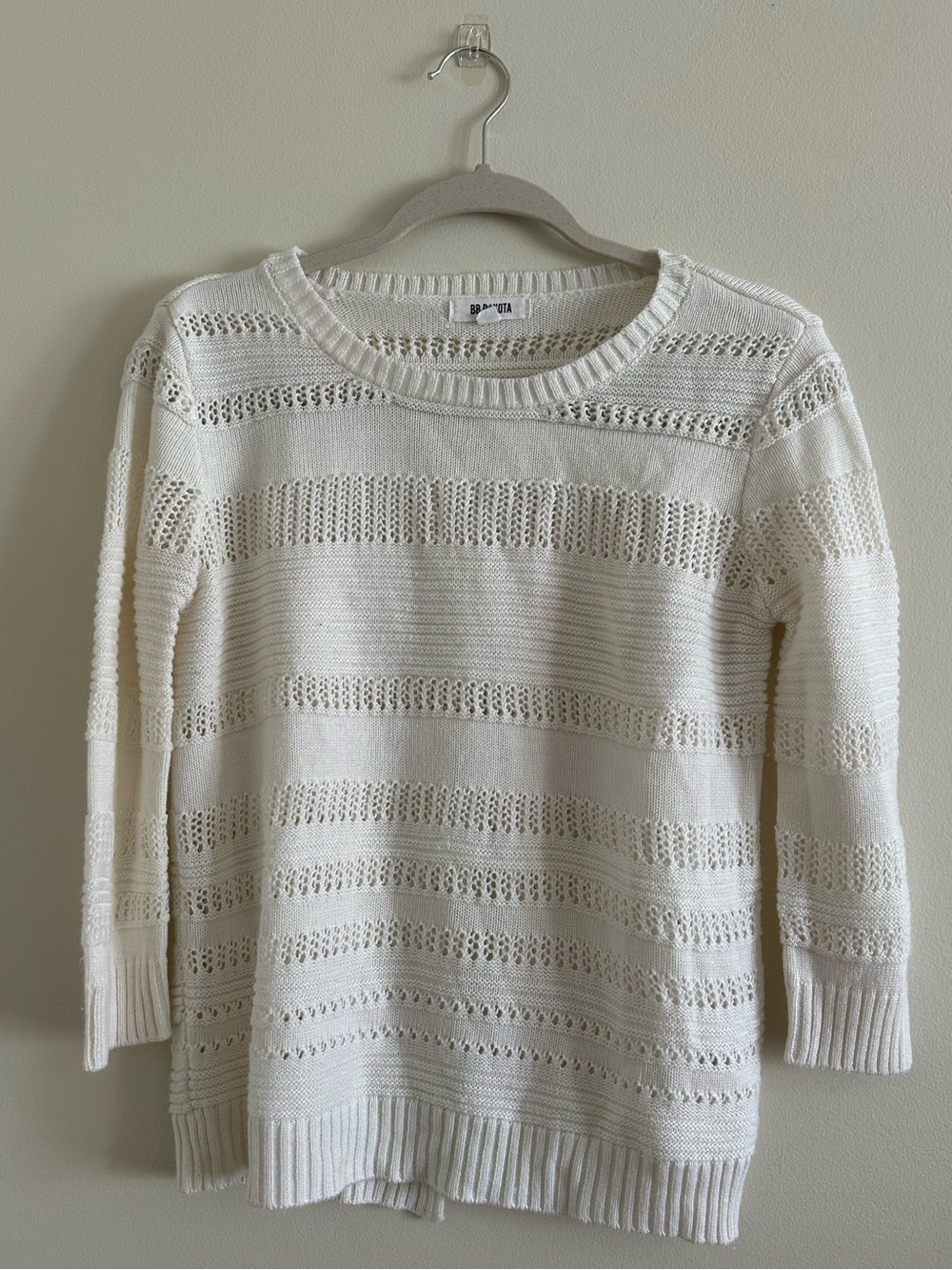 BB Dakota Cream Open-Knit Scoop Neck Sweater